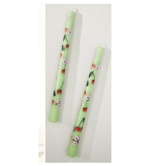 Anthropologie Other - Anthropologie Handpainted Playful Springtime Taper Candles Set of 2